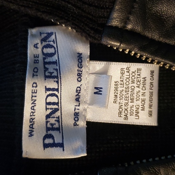 Women's Pendleton Leather Jacket with merino wool sleeves size Medium - Picture 7 of 9